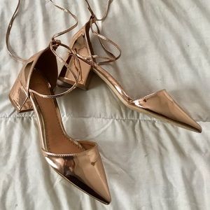RAID / ASOS Rose Gold Ankle Tie Up Block Heels